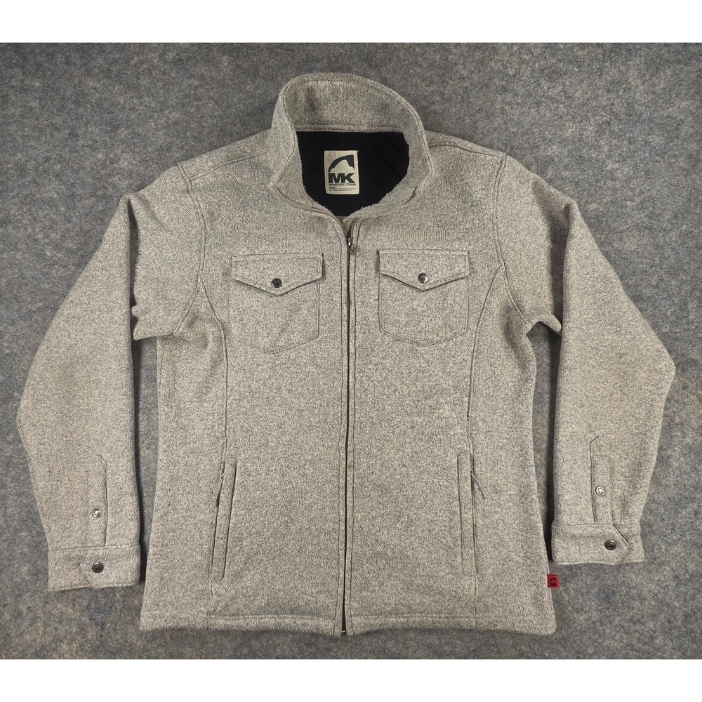 Mountain Khakis Mens Large Beige Fleece Sweater Jacket Full Zip Mock Neck